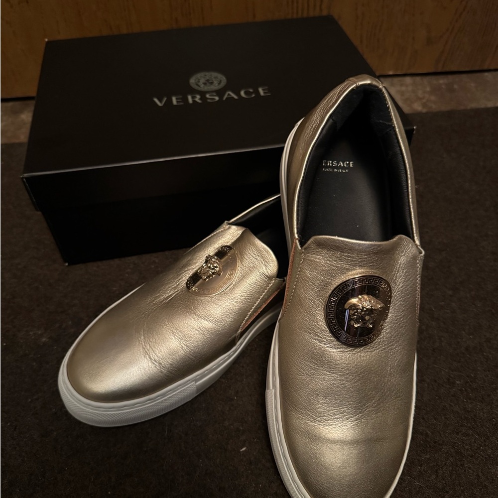 Versace Women's Gold Slip-On Loafers